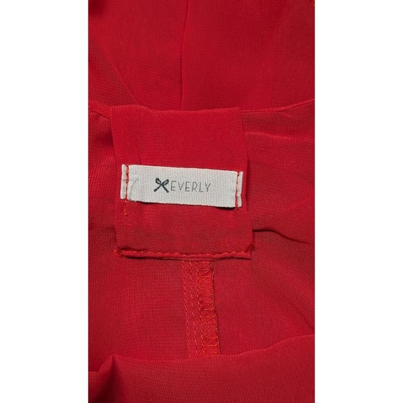 Everly Coral Red Orange Sleeveless Tank Top with Bow Back Detail Medium - Picture 3 of 3